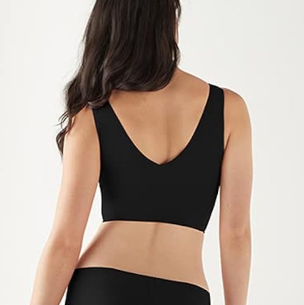 True & Co Black Seamless True Body V Neck Bra Sz L - Picture 2 of 8